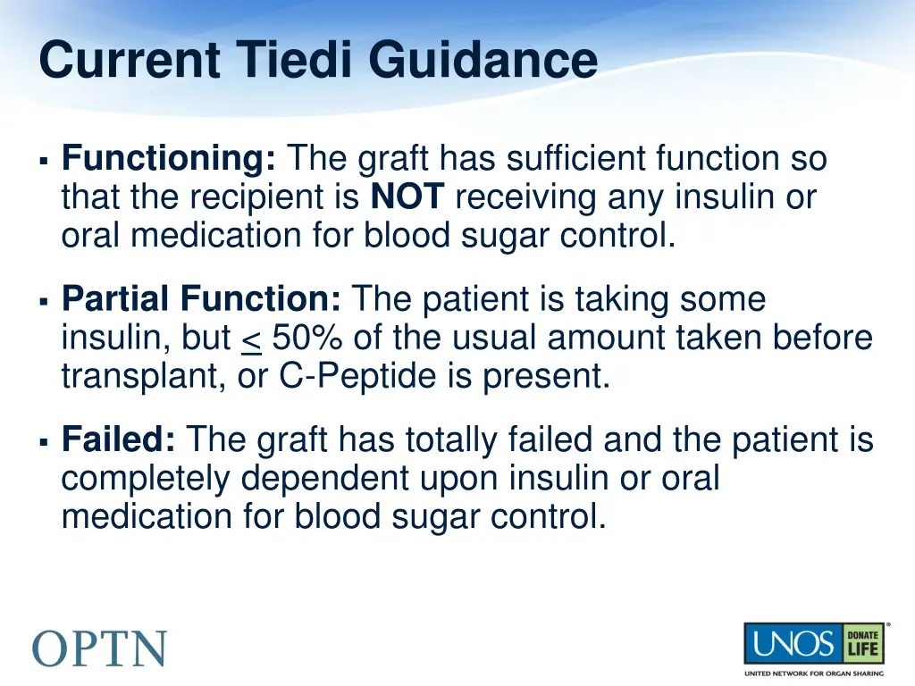 current tiedi guidance