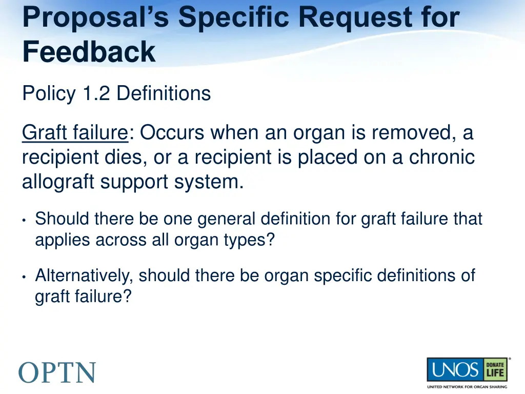 proposal s specific request for feedback