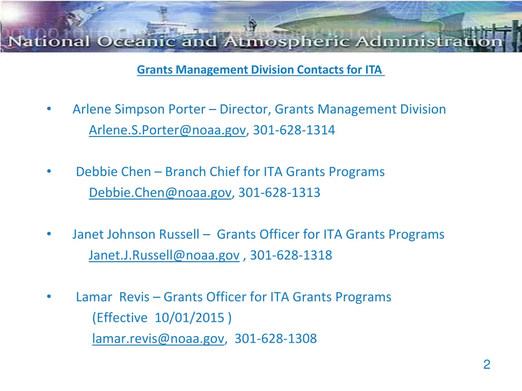 grants management division contacts for ita