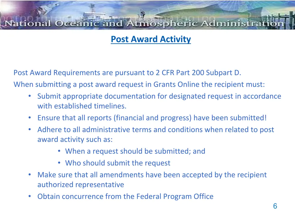 post award activity
