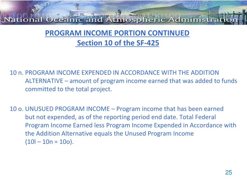 program income portion continued section