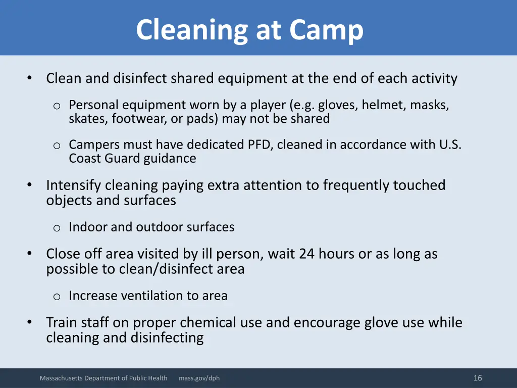 cleaning at camp