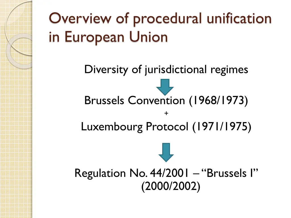 overview of procedural unification in european