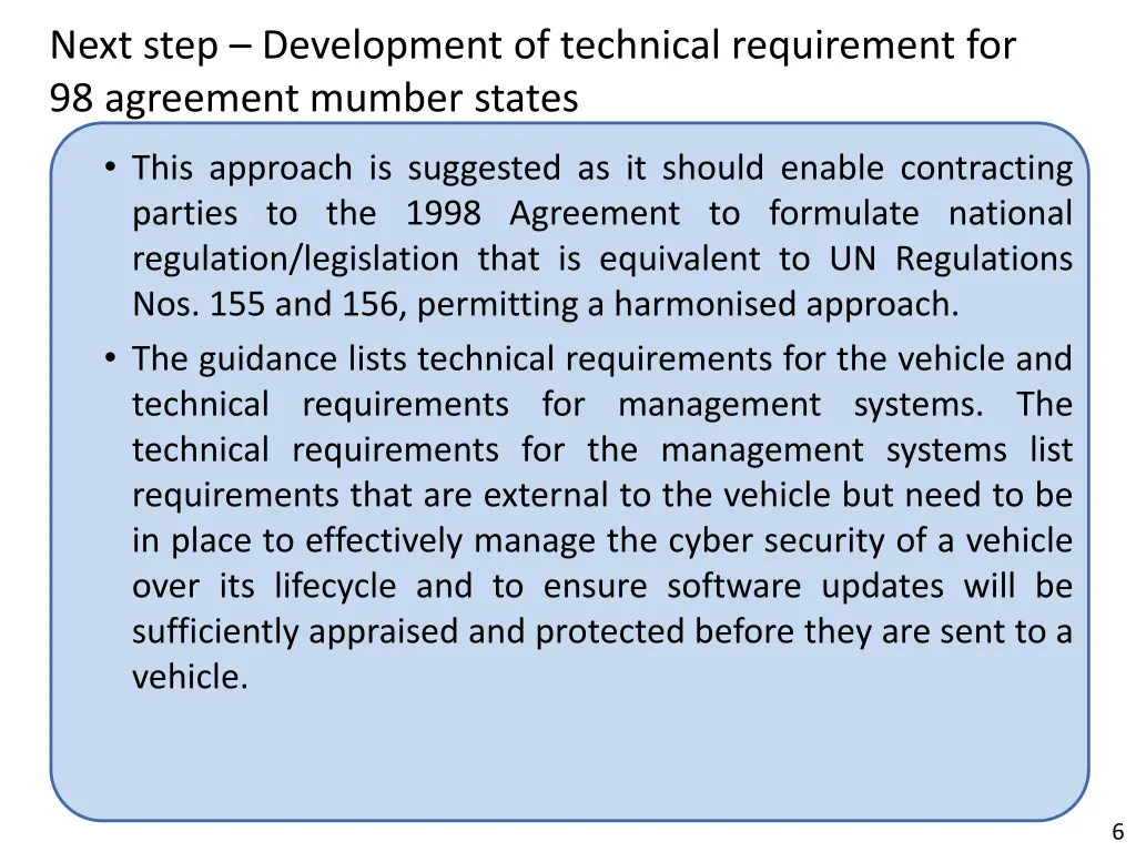 next step development of technical requirement