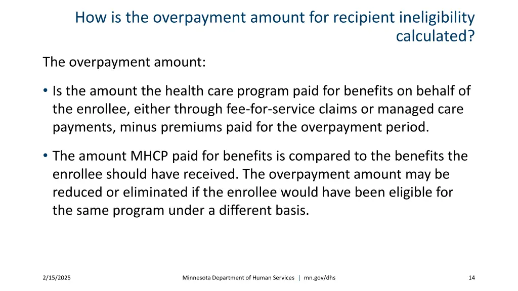 how is the overpayment amount for recipient