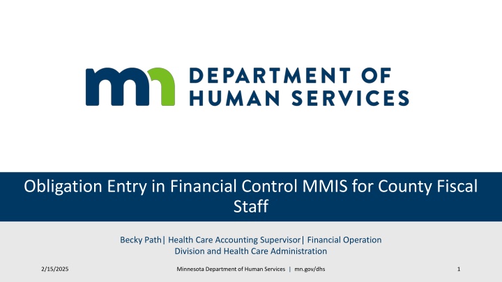 obligation entry in financial control mmis