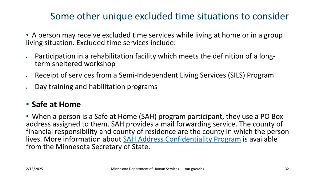 some other unique excluded time situations