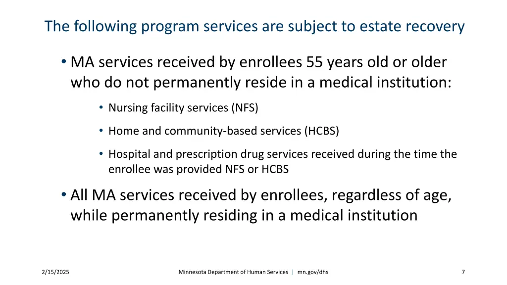 the following program services are subject