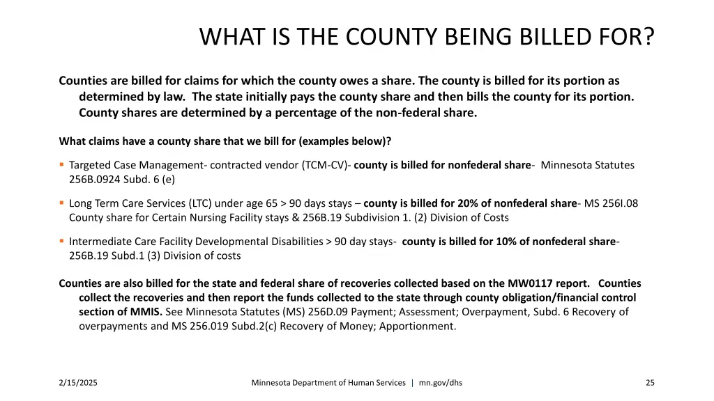 what is the county being billed for