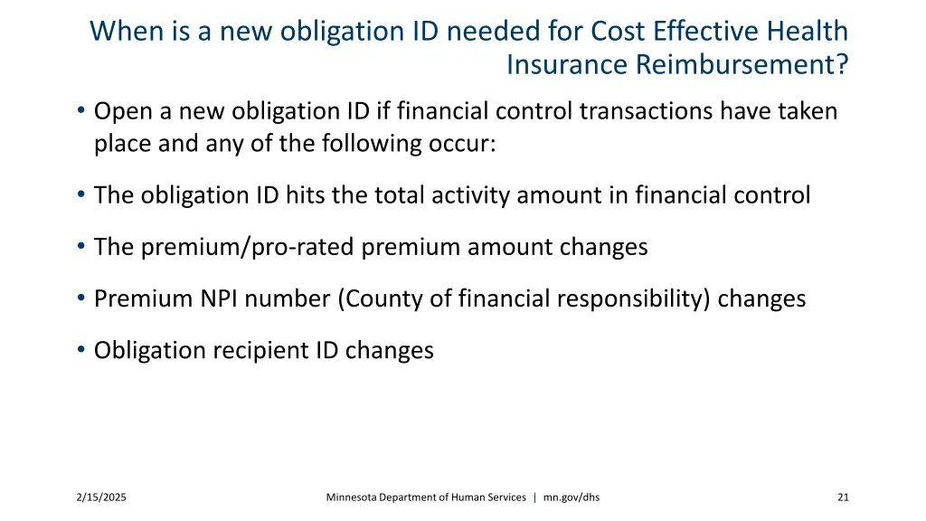 when is a new obligation id needed for cost