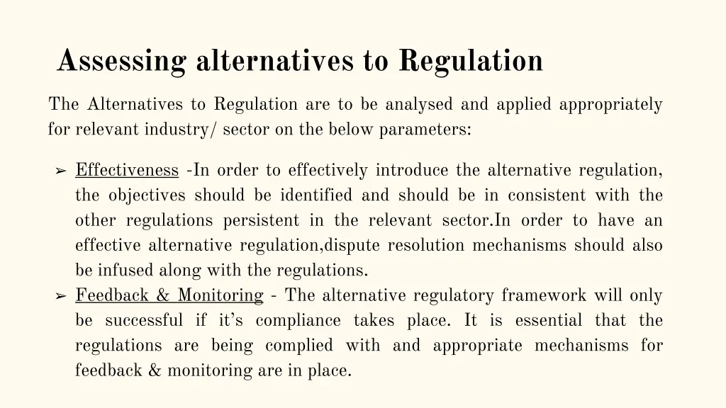 assessing alternatives to regulation