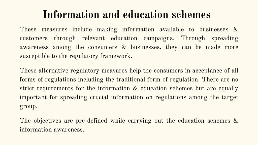 information and education schemes