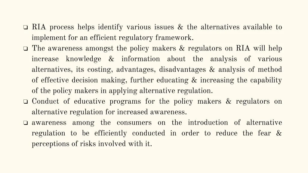 ria process helps identify various issues