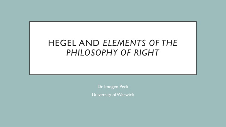 hegel and elements of the philosophy of right