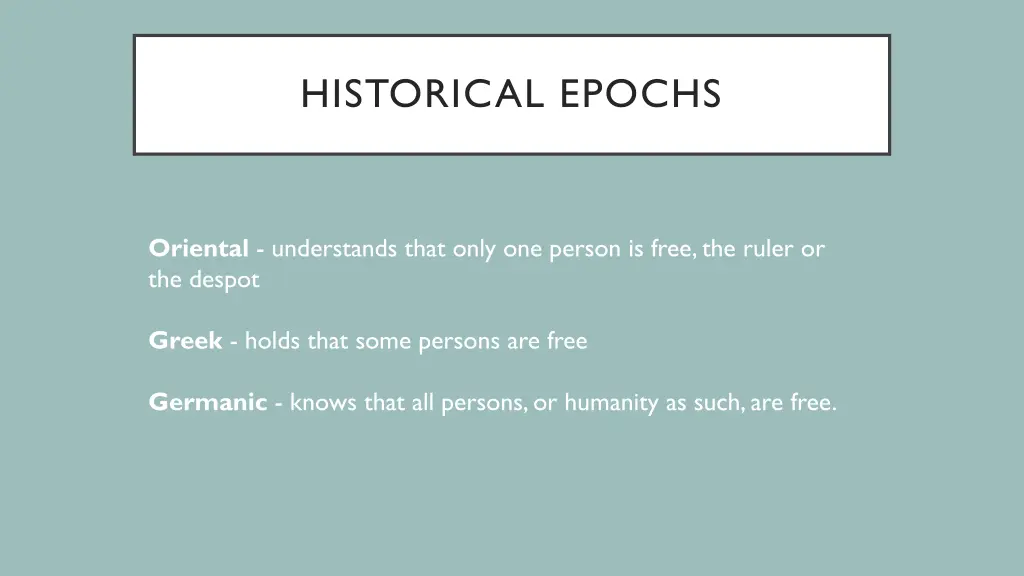 historical epochs