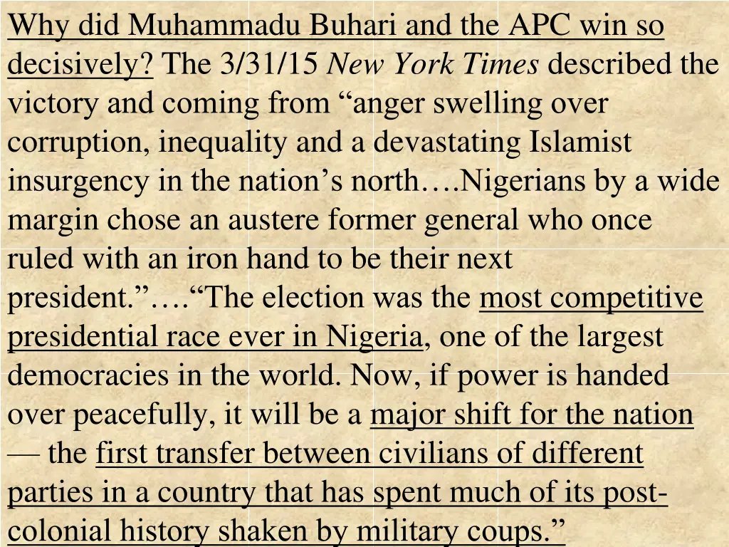 why did muhammadu buhari