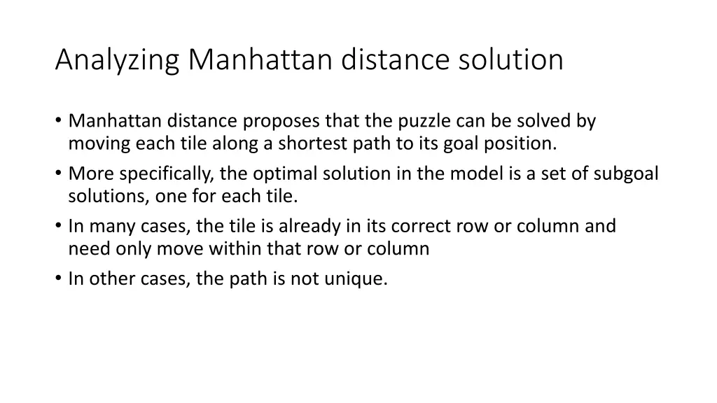 analyzing manhattan distance solution