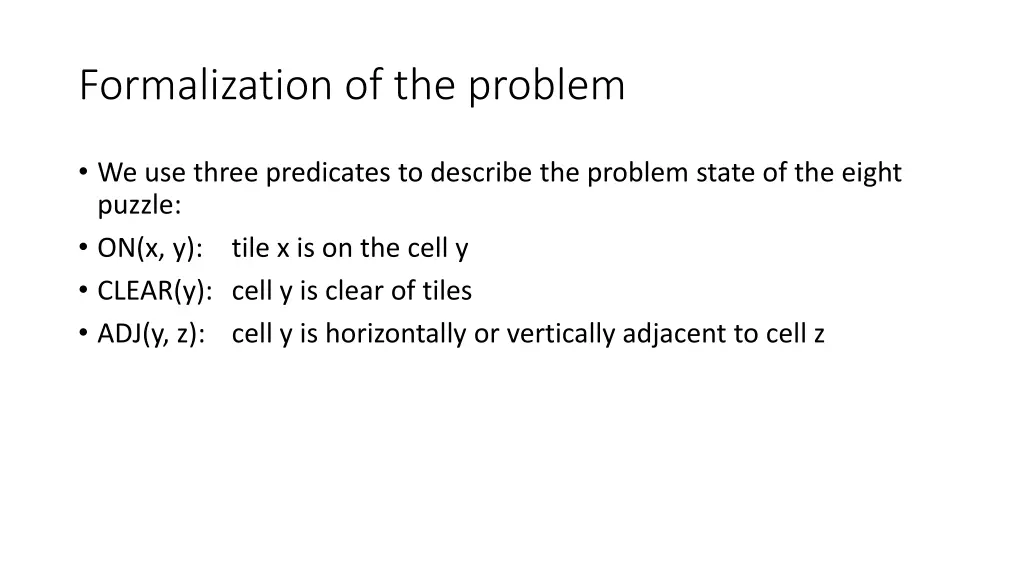 formalization of the problem