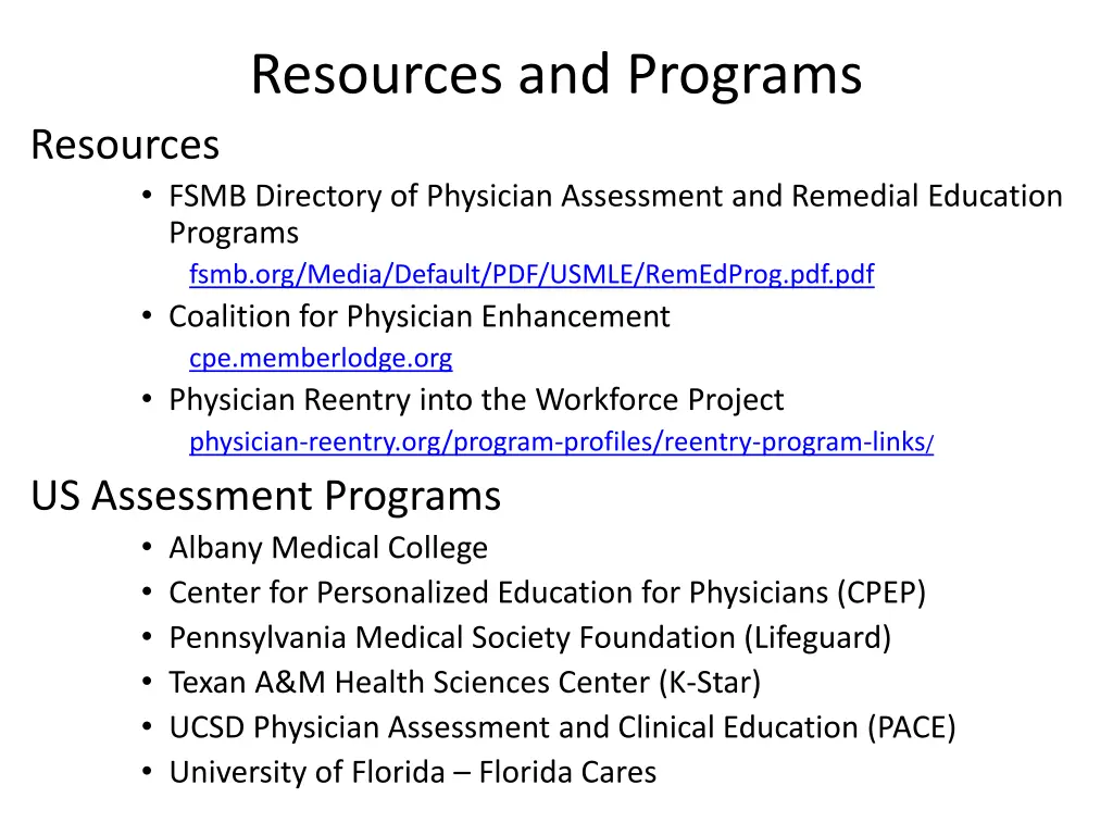 resources and programs