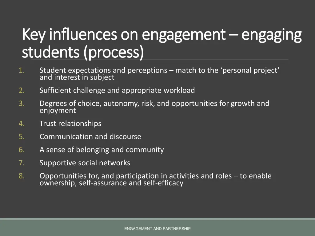 key influences on engagement key influences