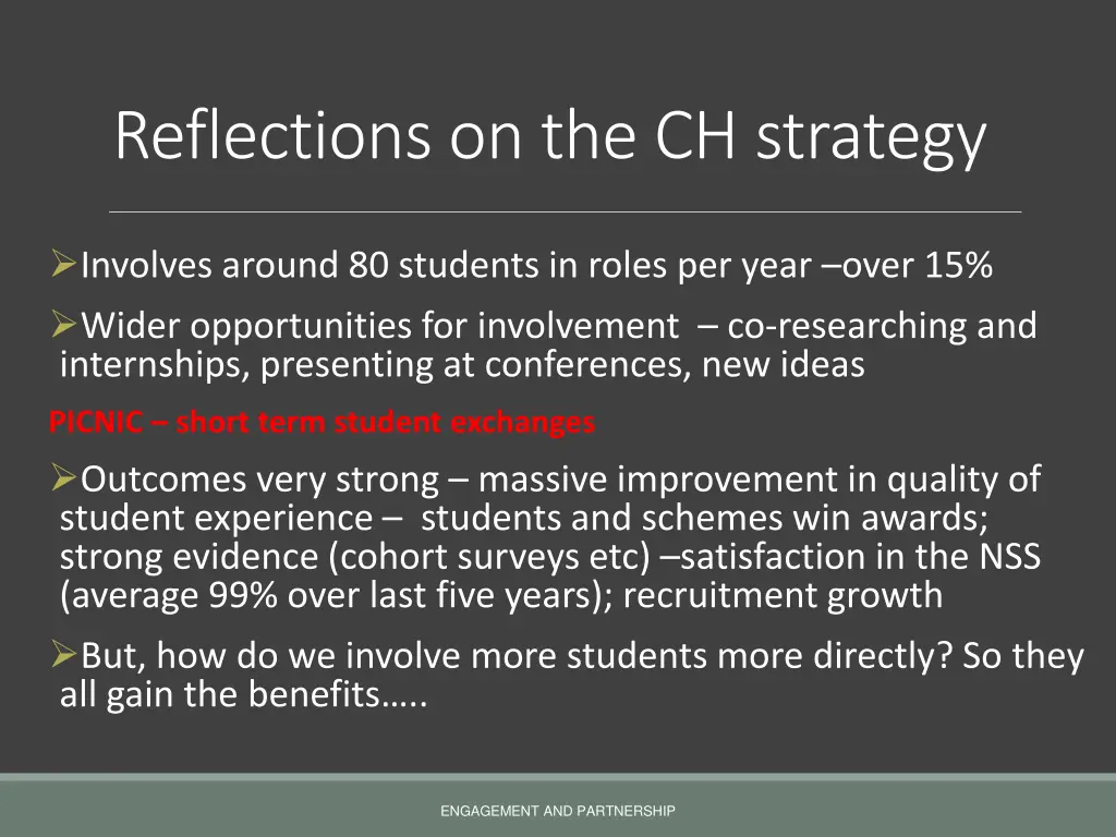 reflections on the ch strategy