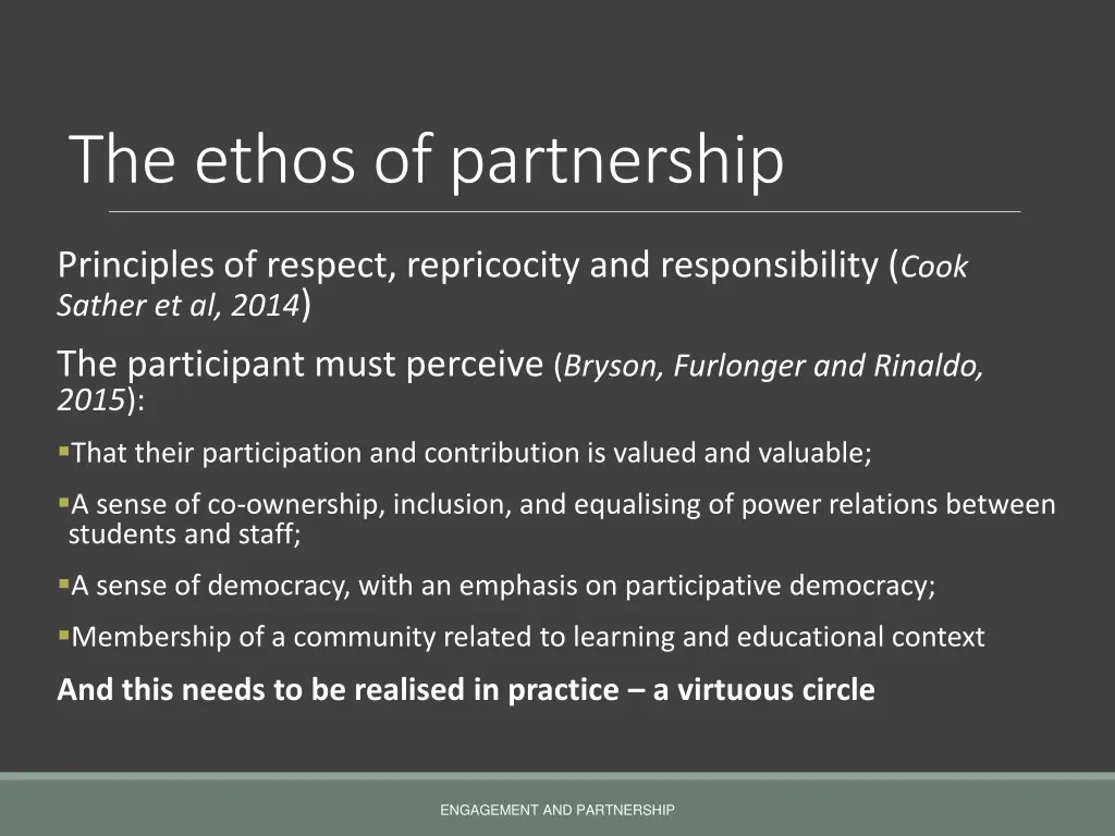the ethos of partnership