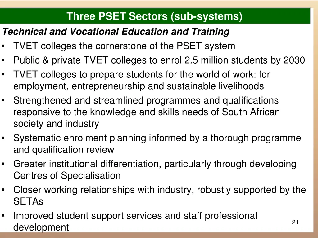three pset sectors sub systems 1