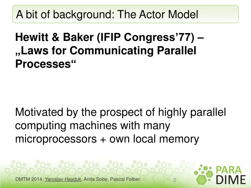 a bit of background the actor model