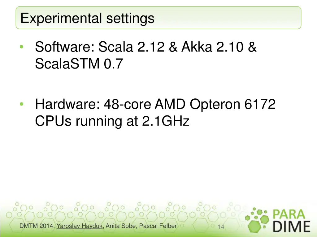 experimental settings