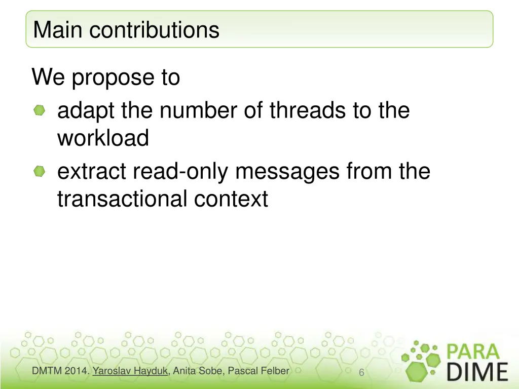 main contributions