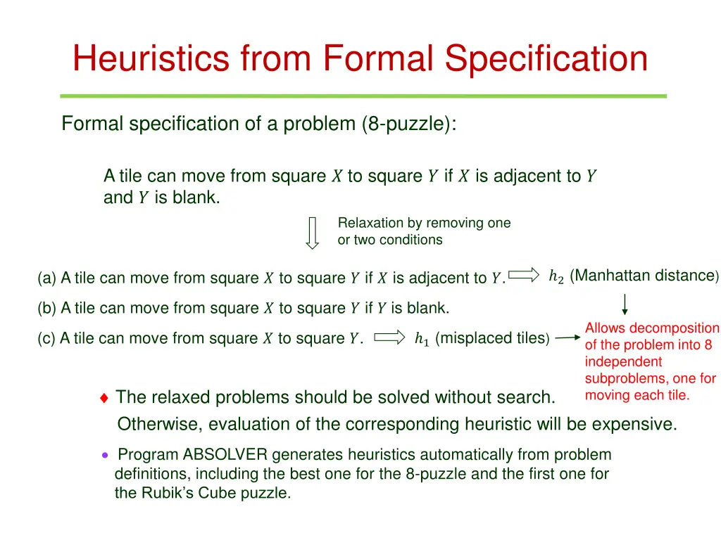 heuristics from formal specification