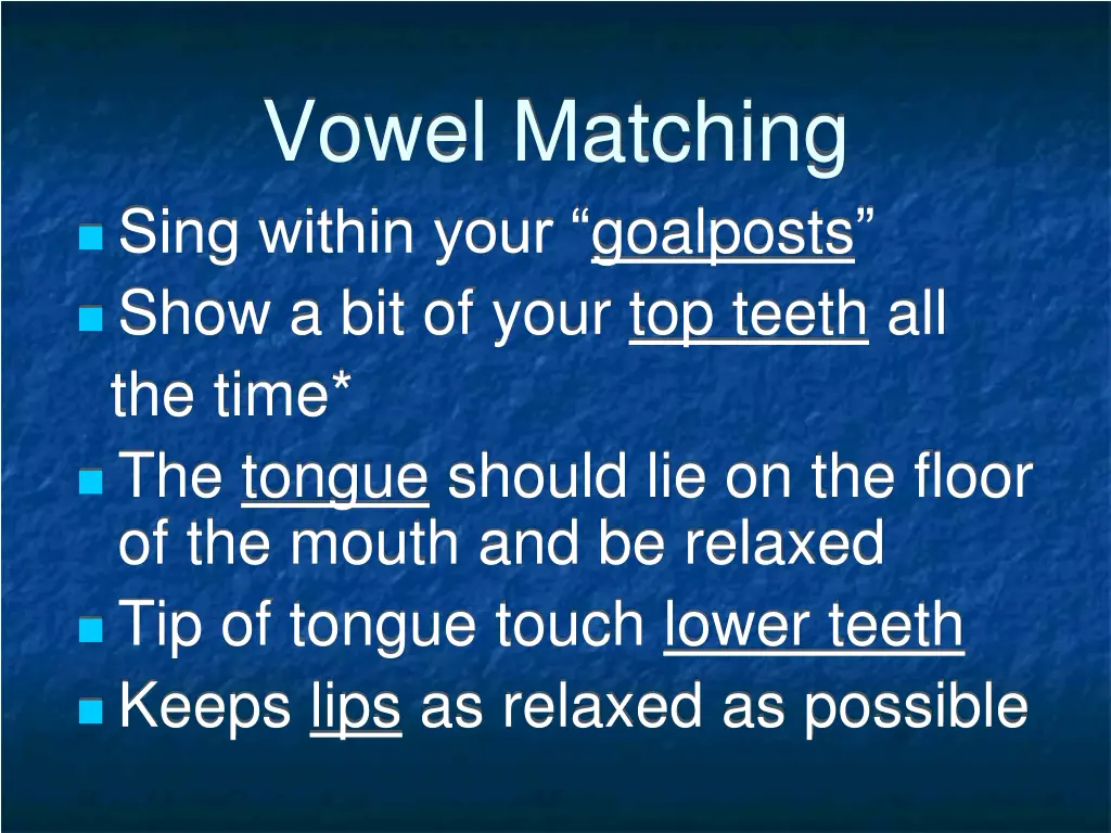 vowel matching sing within your goalposts show