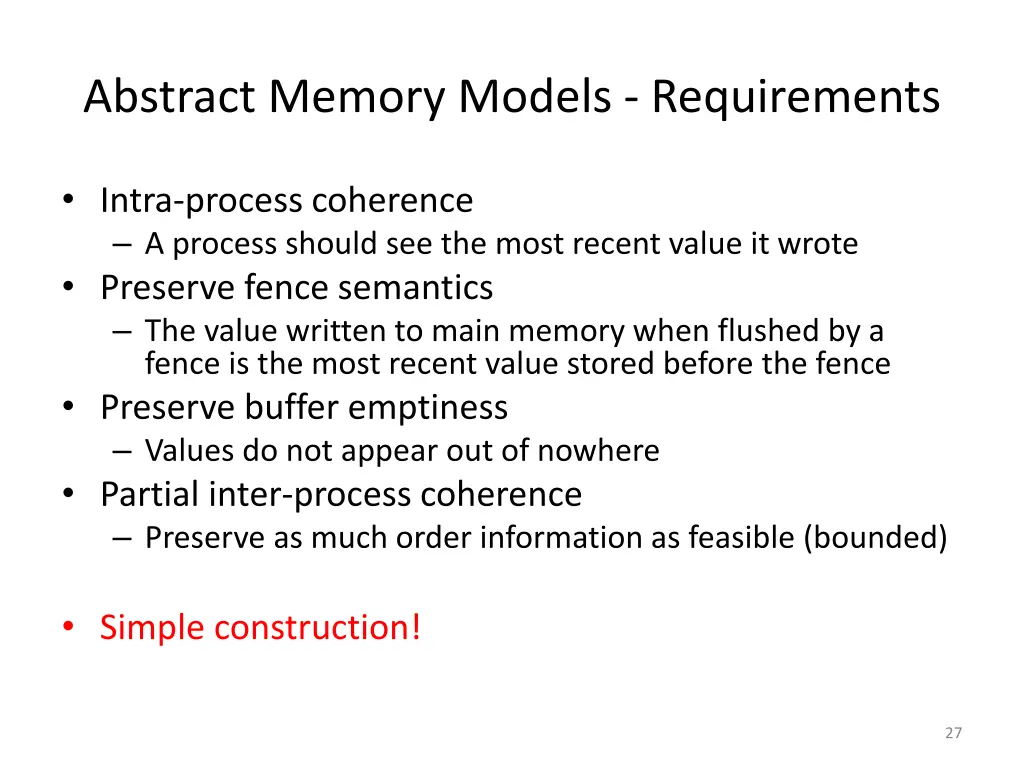 abstract memory models requirements