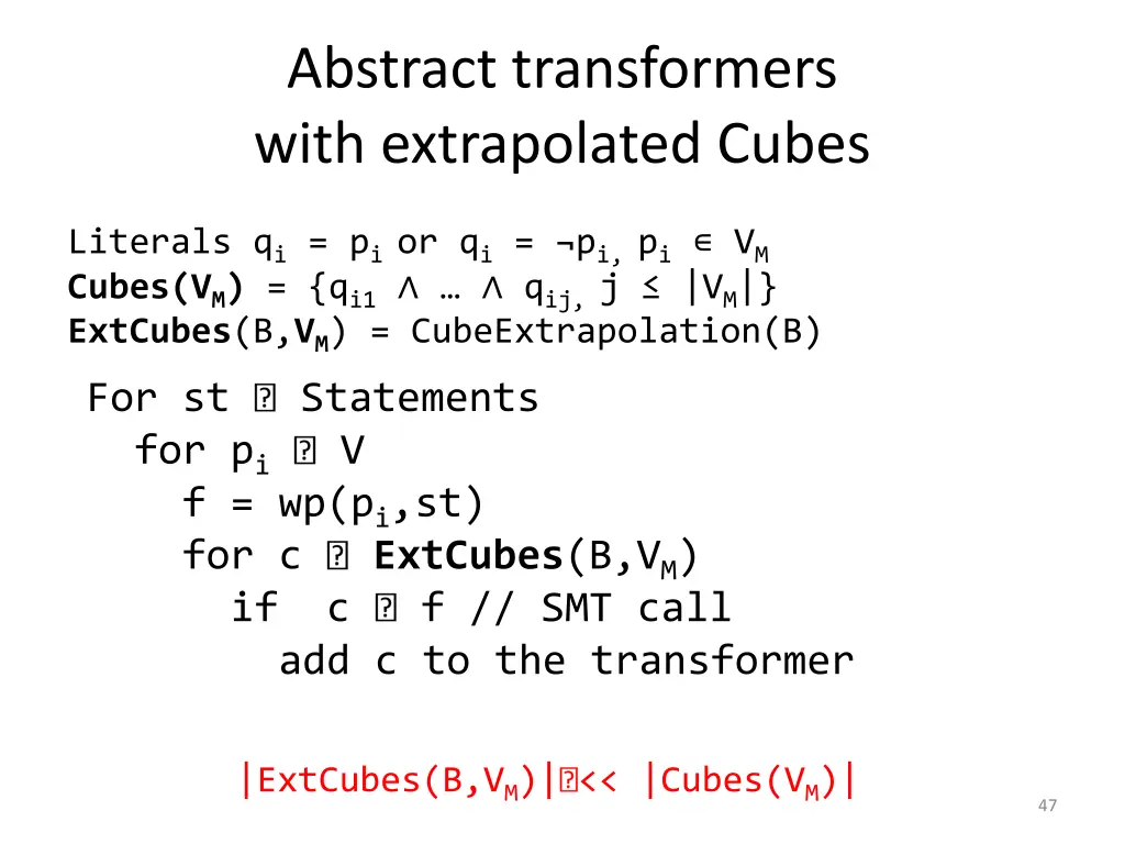abstract transformers with extrapolated cubes