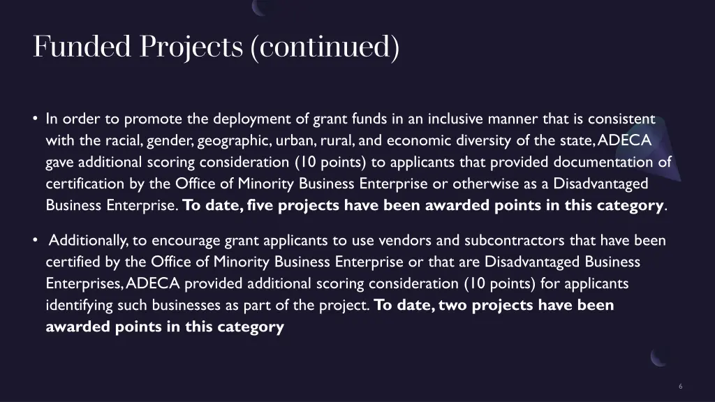 funded projects continued