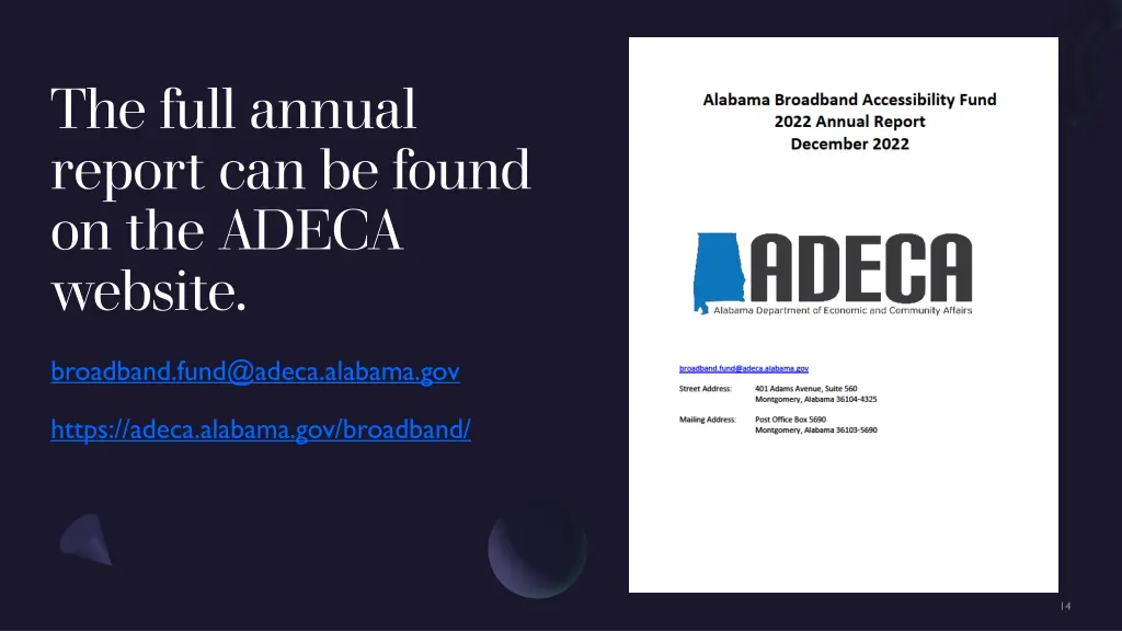 the full annual report can be found on the adeca