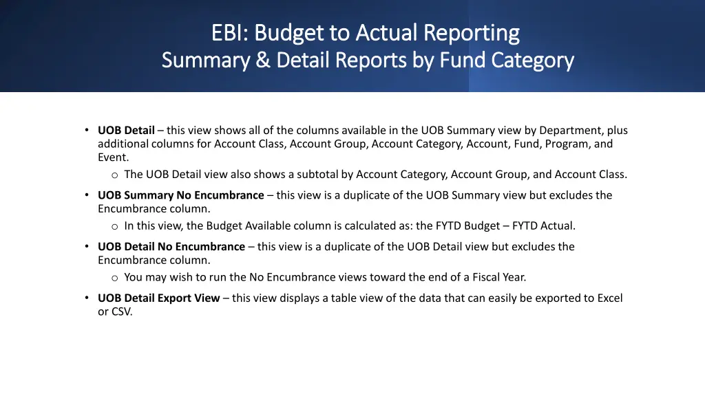 ebi budget to actual reporting ebi budget 7