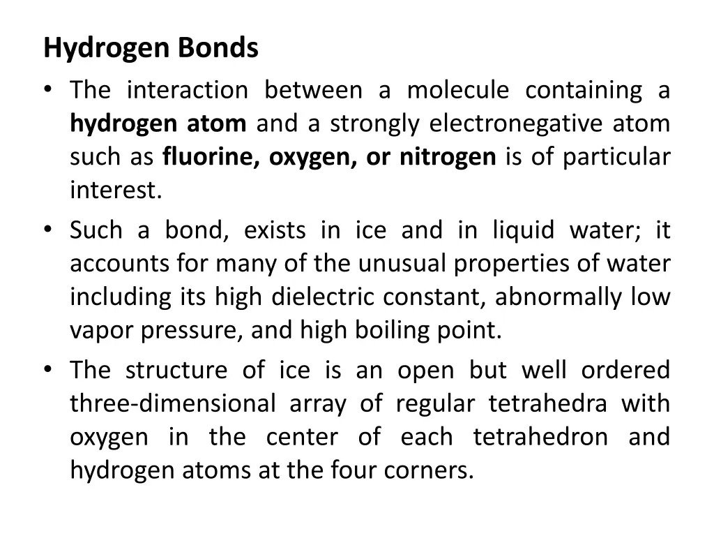 hydrogen bonds the interaction between a molecule