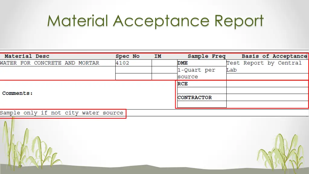 material acceptance report 4