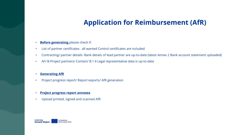 application for reimbursement afr