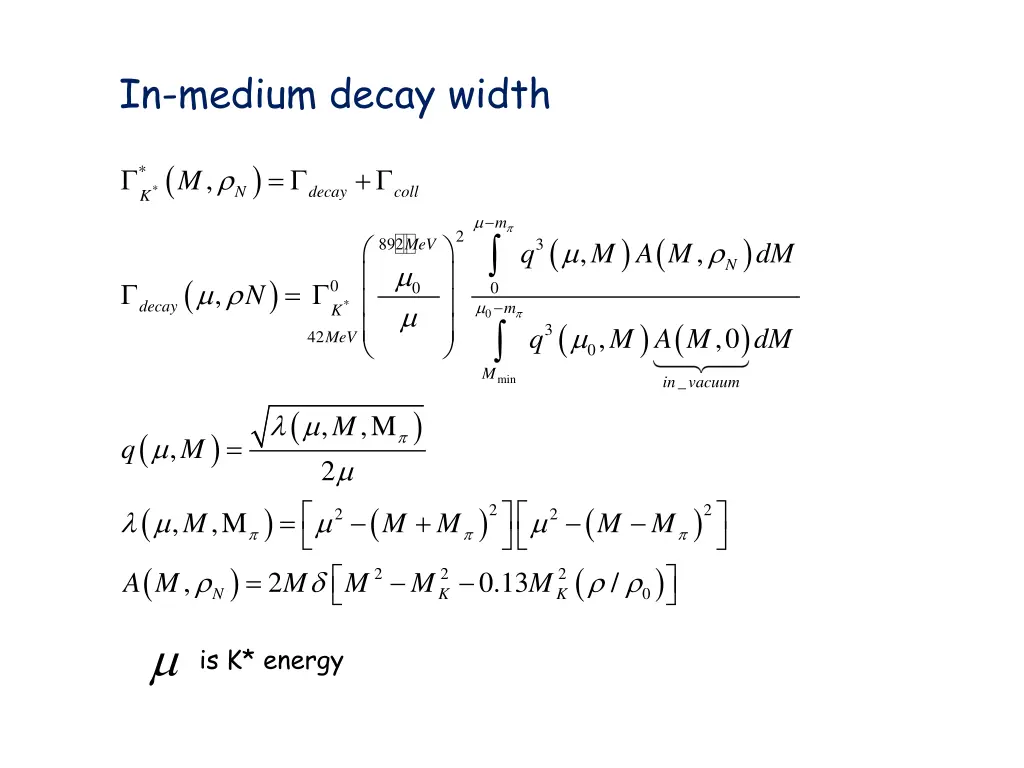 in medium decay width