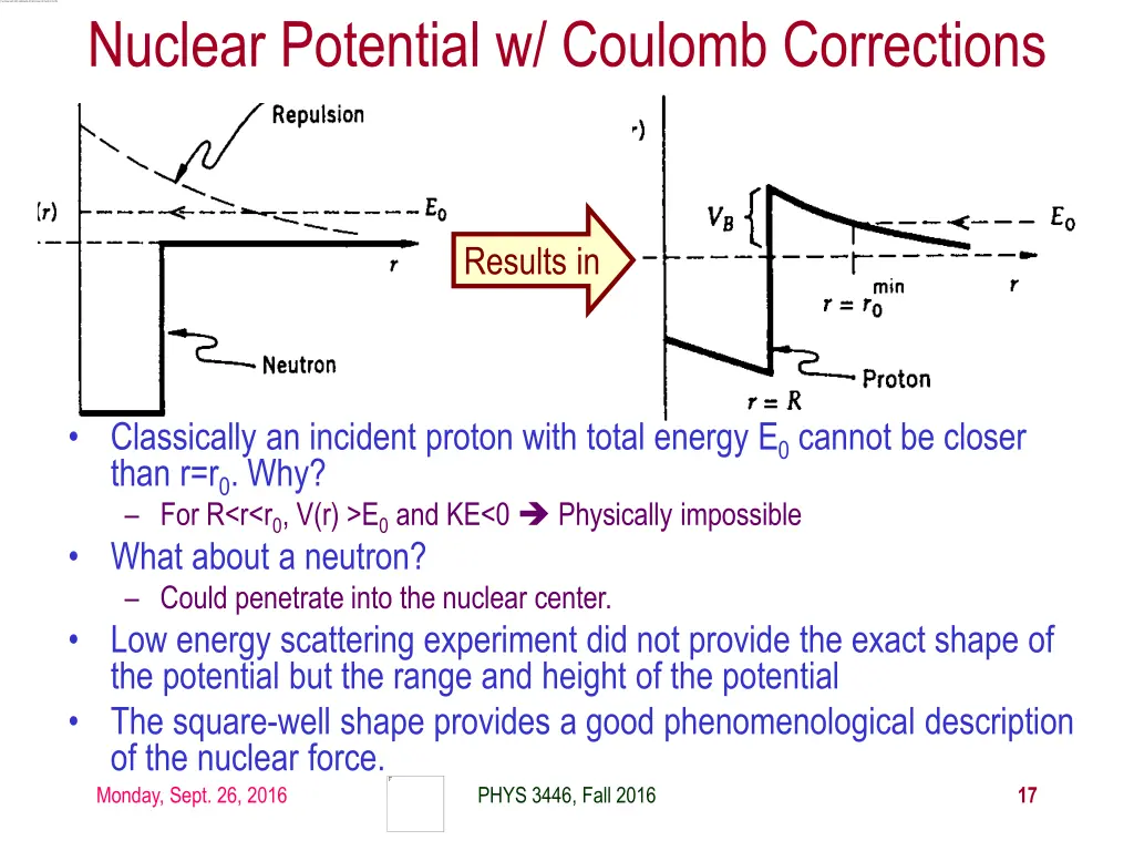 nuclear potential w coulomb corrections