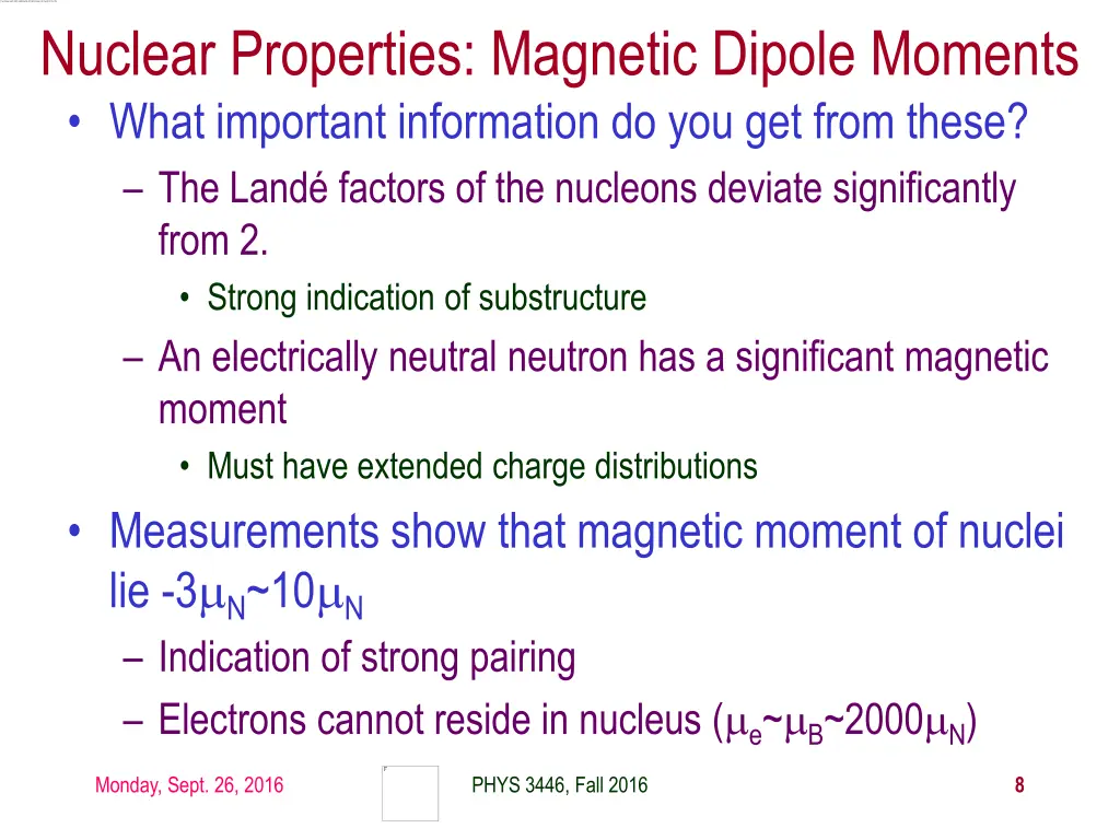 nuclear properties magnetic dipole moments 2
