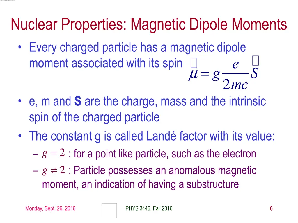 nuclear properties magnetic dipole moments