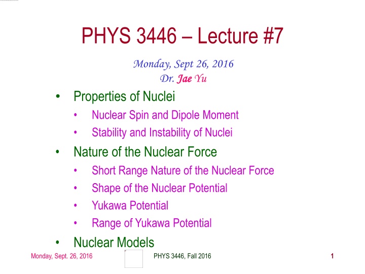 phys 3446 lecture 7