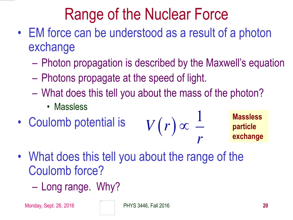 range of the nuclear force