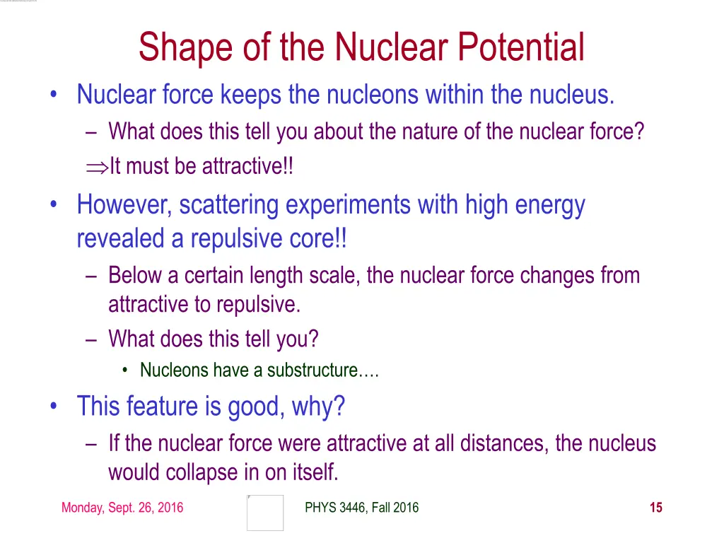 shape of the nuclear potential