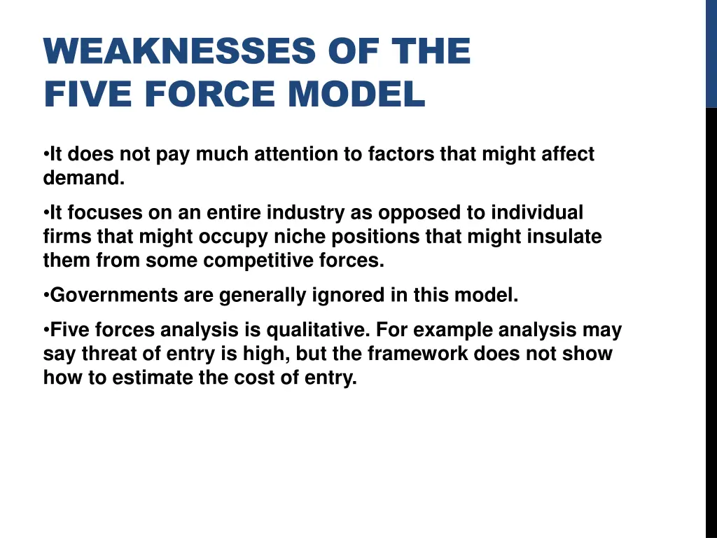 weaknesses of the five force model