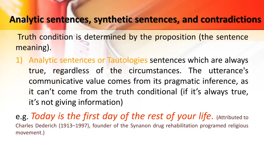 analytic sentences synthetic sentences