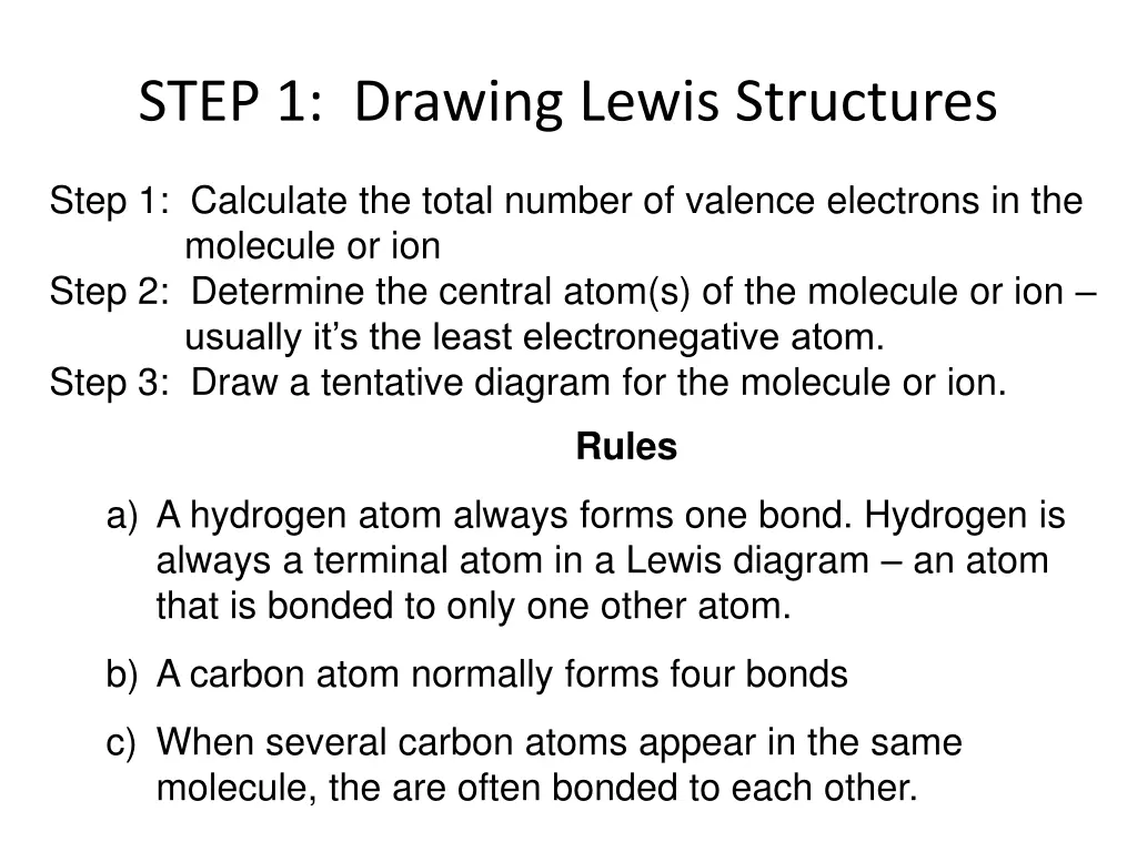 step 1 drawing lewis structures